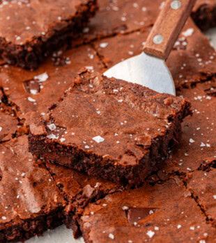 sliced brownies sprinkled lightly with flaky salt
