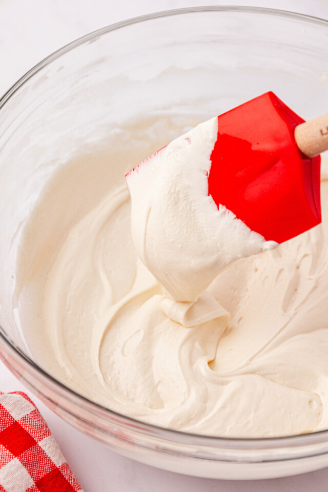 marshmallow frosting in a mixing bowl