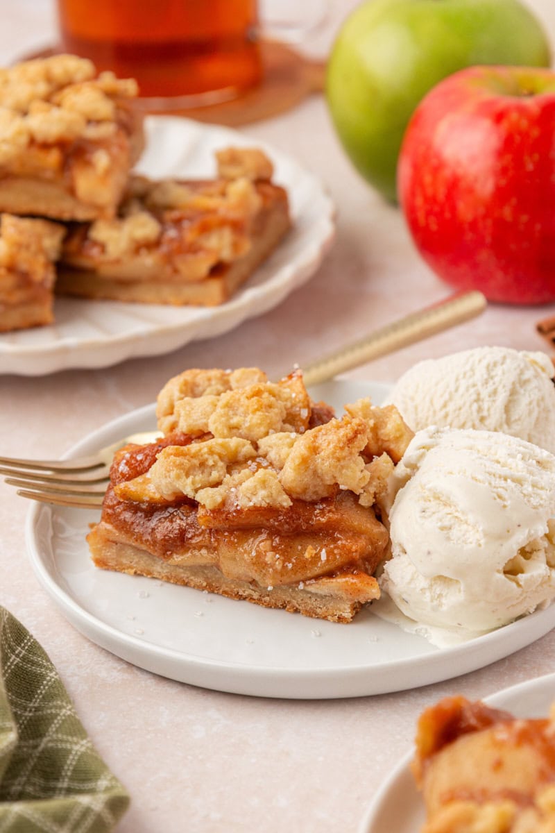 an apple pie bar served with ice cream