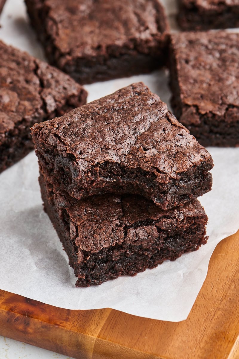 small batch brownies with fudgy centers and crackly tops