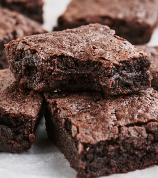 sliced loaf-pan brownies on a cutting board