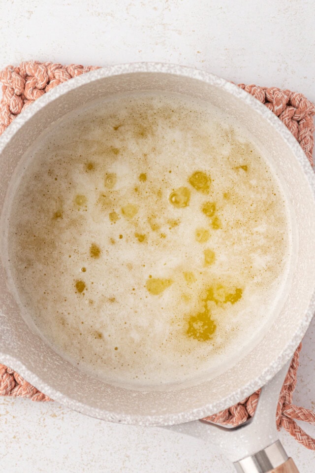 melted butter in a saucepan